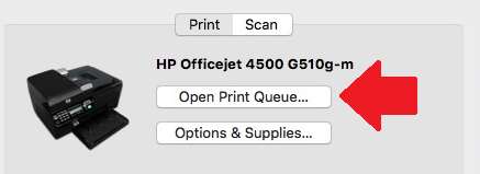 Image of Printer and Scanners menu