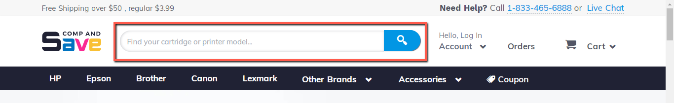 Screenshot of header search box on Compandsave website