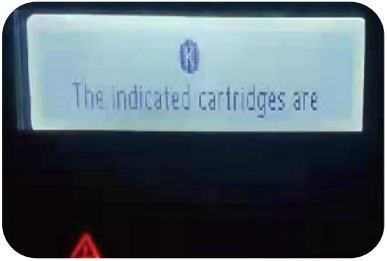 printer info display showing 'the indicated cartridges are'