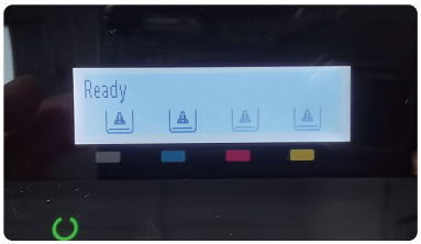 ready message on the printer screen