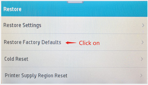 restore factory defaults option