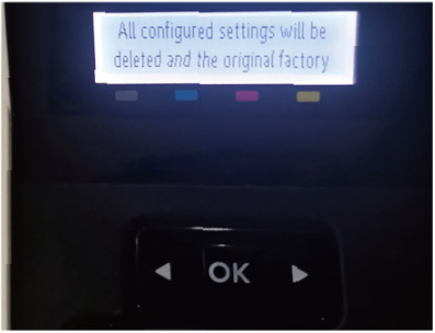 all configured settings will be deleted and the original factory message